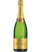 Pol Roger Champagner Blanc de Blancs Vintage Brut 2015, eleganter Schaumwein mit feinen Bläschen und goldener Flasche.