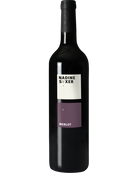 Glas Rotwein Merlot 2022 von Nadine Saxer, dunkler Rotwein in eleganter Flasche, ideal für Weinliebhaber und Sammler.